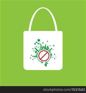 Ecology concept,eco-friendly fabric bag ideas,Vector illustration
