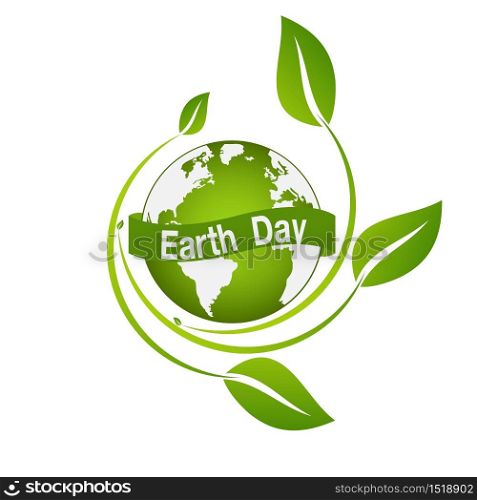 Ecology concept with green city on earth, World environment and sustainable development concept, vector illustration