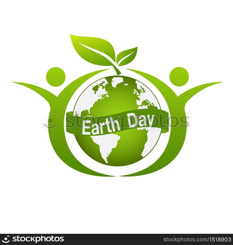 Ecology concept with green city on earth, World environment and sustainable development concept, vector illustration