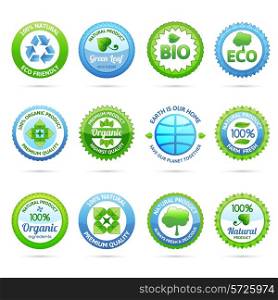 Ecology eco friendly natural organic products paper labels set isolated vector illustration