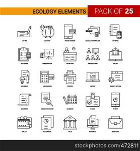 Ecology Elements Black Line Icon - 25 Business Outline Icon Set