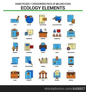 Ecology Elements Flat Line Icon Set - Business Concept Icons Design