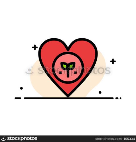 Ecology, Environment, Favorite, Heart, Like Business Flat Line Filled Icon Vector Banner Template