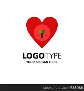 Ecology, Environment, Favorite, Heart, Like Business Logo Template. Flat Color