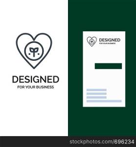 Ecology, Environment, Favorite, Heart, Like Grey Logo Design and Business Card Template
