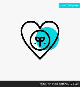 Ecology, Environment, Favorite, Heart, Like turquoise highlight circle point Vector icon