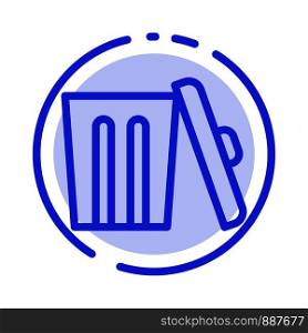 Ecology, Environment, Garbage, Trash Blue Dotted Line Line Icon