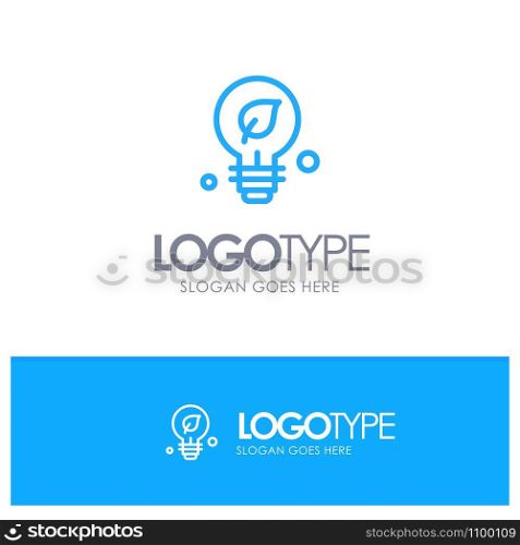 Ecology, Environment, Green, Idea Blue outLine Logo with place for tagline