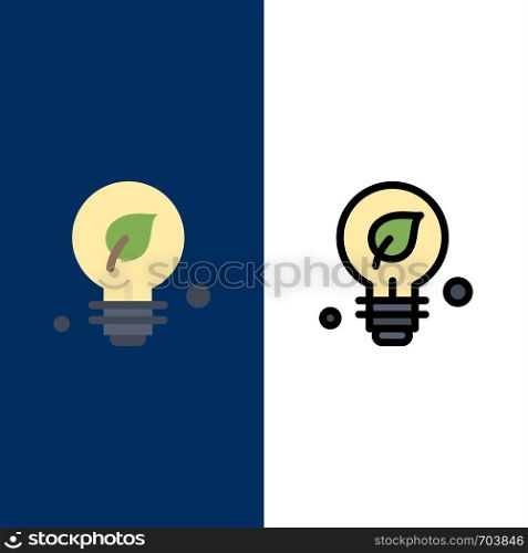 Ecology, Environment, Green, Idea Icons. Flat and Line Filled Icon Set Vector Blue Background