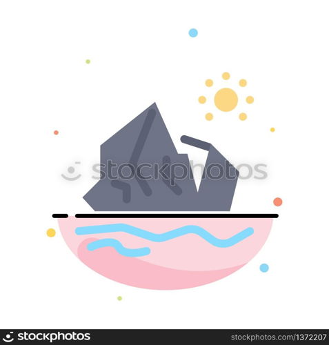 Ecology, Environment, Ice, Iceberg, Melting Abstract Flat Color Icon Template