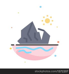 Ecology, Environment, Ice, Iceberg, Melting Abstract Flat Color Icon Template