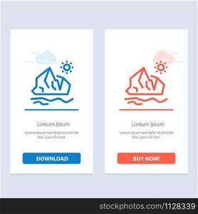 Ecology, Environment, Ice, Iceberg, Melting Blue and Red Download and Buy Now web Widget Card Template