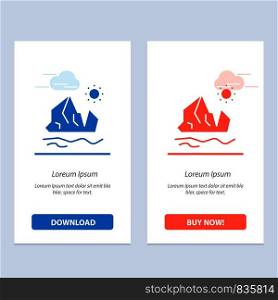 Ecology, Environment, Ice, Iceberg, Melting Blue and Red Download and Buy Now web Widget Card Template