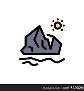 Ecology, Environment, Ice, Iceberg, Melting  Flat Color Icon. Vector icon banner Template