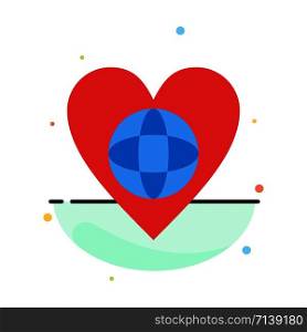 Ecology, Environment, World, Heart, Like Abstract Flat Color Icon Template