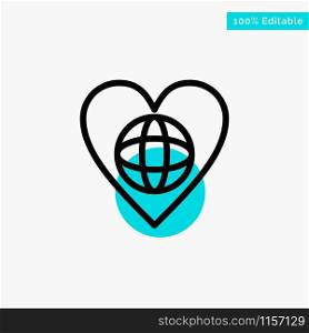 Ecology, Environment, World, Heart, Like turquoise highlight circle point Vector icon