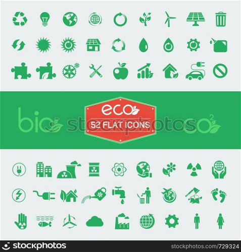 Ecology Flat Icon Set. Vector Illustration EPS 10.
