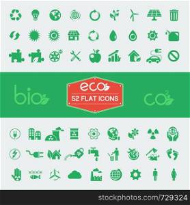 Ecology Flat Icon Set. Vector Illustration EPS 10.