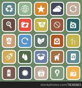 Ecology flat icons on green background, stock vector