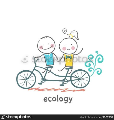 ecology. Fun cartoon style illustration. The situation of life.