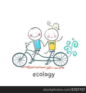 ecology. Fun cartoon style illustration. The situation of life.