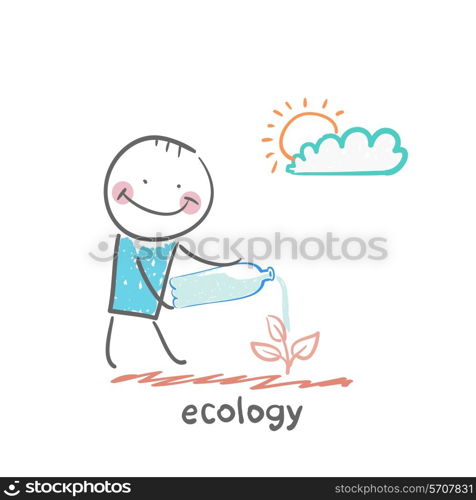 ecology. Fun cartoon style illustration. The situation of life.