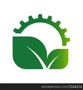 ecology gear and leaf logo,Vector illustration