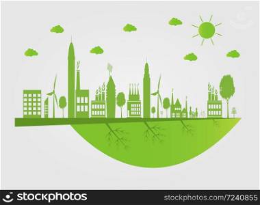 Ecology.Green cities help the world with eco-friendly concept ideas.vector illustration