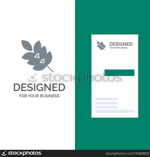 Ecology, Green, Leaf, Plant, Spring Grey Logo Design and Business Card Template