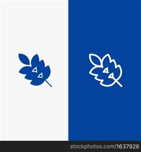Ecology, Green, Leaf, Plant, Spring Line and Glyph Solid icon Blue banner Line and Glyph Solid icon Blue banner