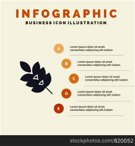 Ecology, Green, Leaf, Plant, Spring Solid Icon Infographics 5 Steps Presentation Background