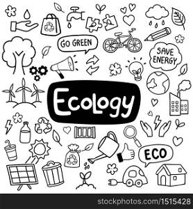 Ecology hand drawn doodles concept vector