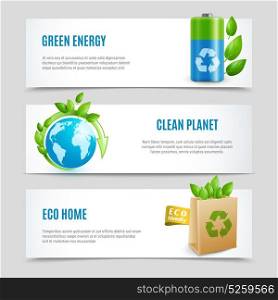 Ecology Horizontal Banners In Paper Design . Ecology horizontal banners in paper design with green energy clean planet and eco home realistic signs vector illustration