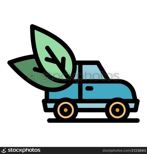 Ecology hybrid car icon. Outline ecology hybrid car vector icon color flat isolated. Ecology hybrid car icon color outline vector