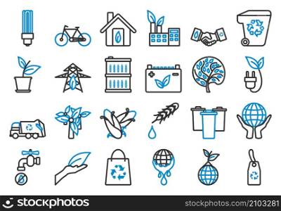 Ecology Icon Set. Editable Bold Outline With Color Fill Design. Vector Illustration.