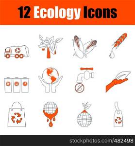 Ecology Icon Set. Thin Line With Orange Design. Fully editable vector illustration. Text expanded.