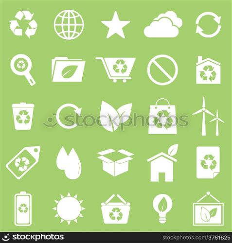 Ecology icons on green background, stock vector