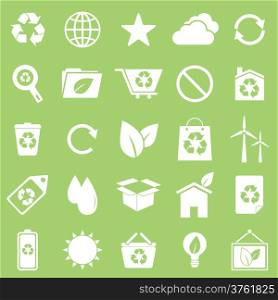Ecology icons on green background, stock vector