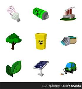 Ecology icons set. Cartoon illustration of 9 ecology vector icons for web. Ecology icons set, cartoon style