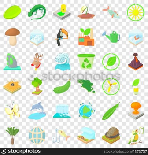Ecology icons set. Cartoon style of 36 ecology vector icons for web for any design. Ecology icons set, cartoon style