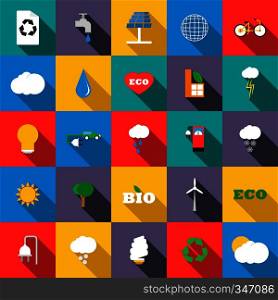 Ecology icons set in flat style for any design. Ecology icons set, flat style