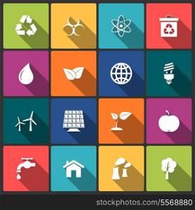 Ecology icons set of light bulb solar and power isolated vector illustration