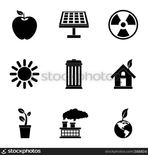 Ecology icons set. Simple illustration of 9 ecology vector icons for web. Ecology icons set, simple style