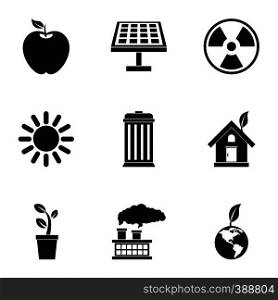 Ecology icons set. Simple illustration of 9 ecology vector icons for web. Ecology icons set, simple style