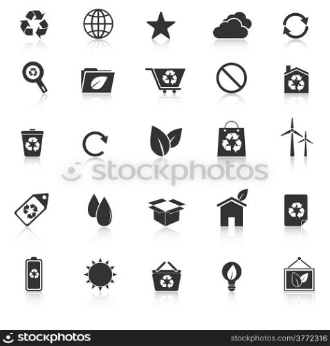 Ecology icons with reflect on white background, stock vector