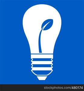 Ecology idea bulb with plant in simple style isolated on white background vector illustration. Ecology idea bulb with plant icon white