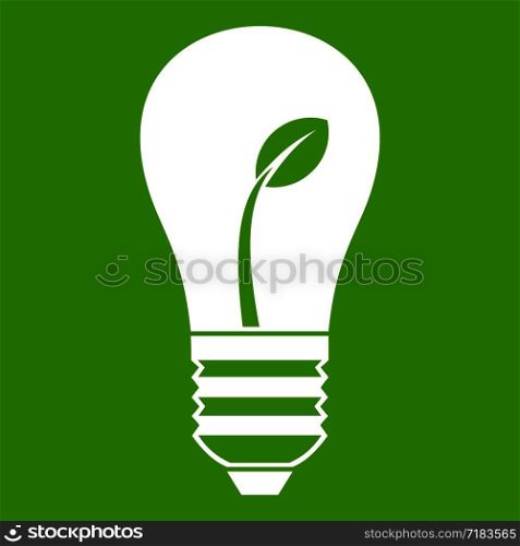 Ecology idea bulb with plant in simple style isolated on white background vector illustration. Ecology idea bulb with plant icon green