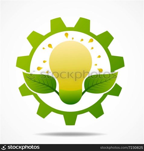 Ecology idea green bulb and earth with leave vector illustration