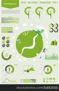Ecology infographic vector collection with charts, labels and graphic elements