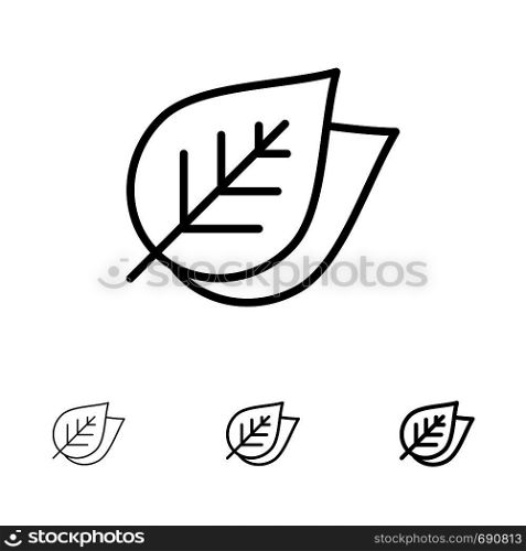 Ecology, Leaf, Nature, Spring Bold and thin black line icon set